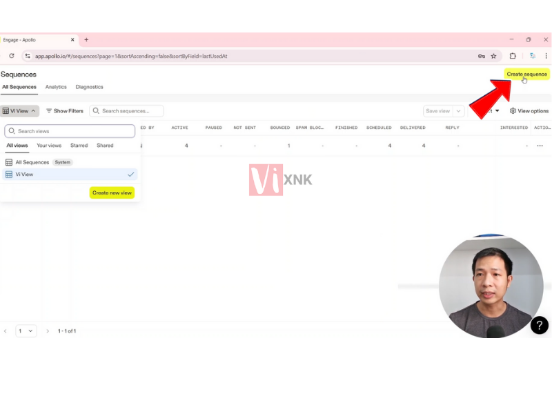 tạo apollo email sequence