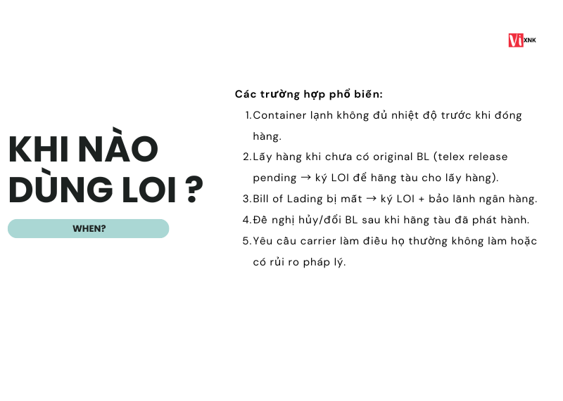 Khi nào phải kí LOI